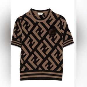 Fendi Black and Brown Crew Neck Sweater